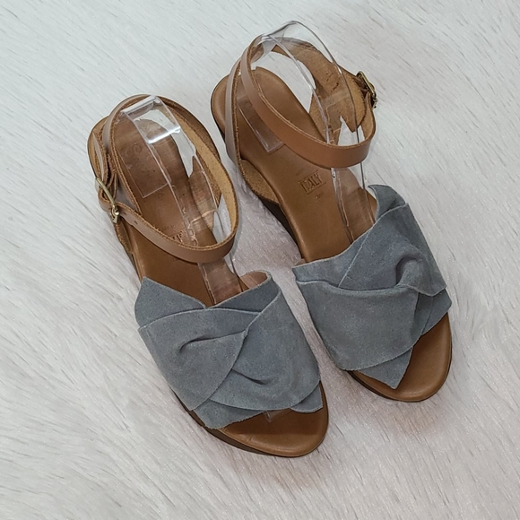 Seychelles Shoes - Seychelles Blue Suede Platform Wedge Sandals 8.5